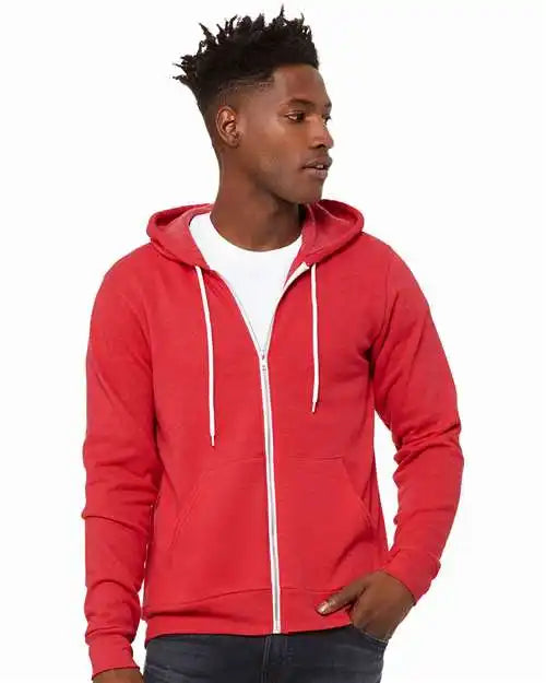 Bella + Canvas 3739 Sponge Fleece Full-zip Hoodie - Heather Red