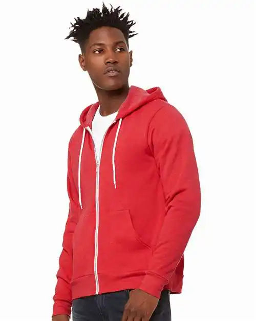 Bella + Canvas 3739 Sponge Fleece Full-zip Hoodie - Heather Red