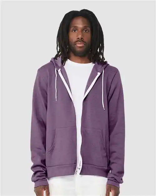 Bella + Canvas 3739 Sponge Fleece Full-zip Hoodie - Heather Team Purple