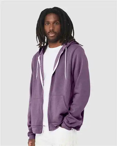 Bella + Canvas 3739 Sponge Fleece Full-zip Hoodie - Heather Team Purple