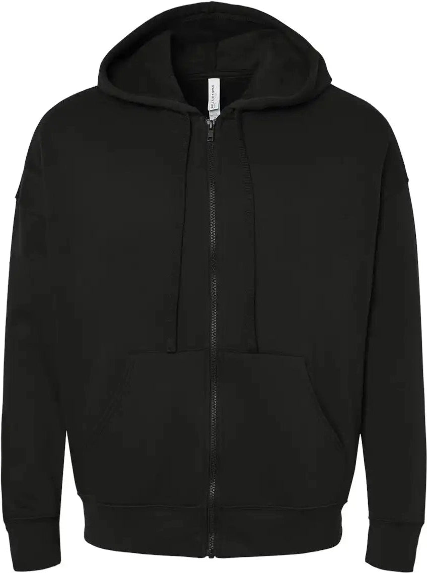 Bella + Canvas 3759 Sponge Fleece Dtm Full-zip Hoodie - Black - Xs