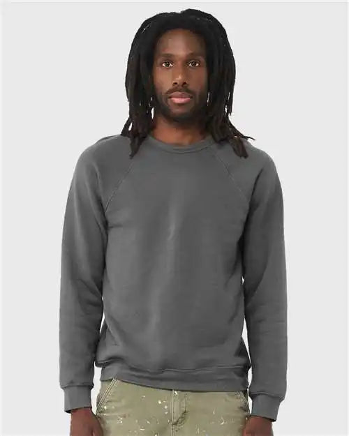 Bella + Canvas 3901 Sponge Fleece Raglan Crewneck Sweatshirt - Asphalt