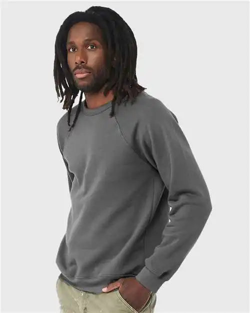 Bella + Canvas 3901 Sponge Fleece Raglan Crewneck Sweatshirt - Asphalt