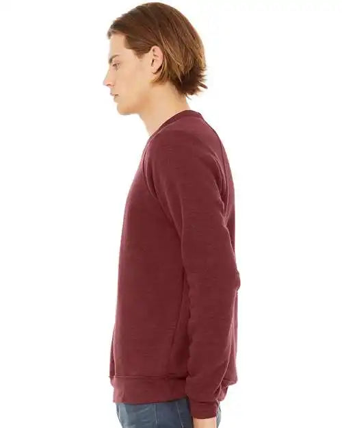 Bella + Canvas 3901 Sponge Fleece Raglan Crewneck Sweatshirt - Cardinal Triblend