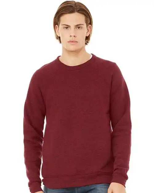 Bella + Canvas 3901 Sponge Fleece Raglan Crewneck Sweatshirt - Cardinal Triblend