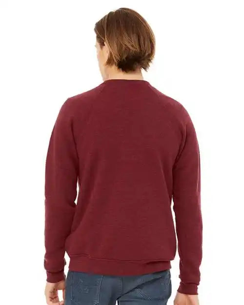 Bella + Canvas 3901 Sponge Fleece Raglan Crewneck Sweatshirt - Cardinal Triblend
