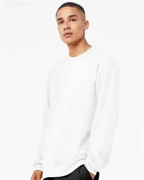 Bella + Canvas 3901 Sponge Fleece Raglan Crewneck Sweatshirt - White