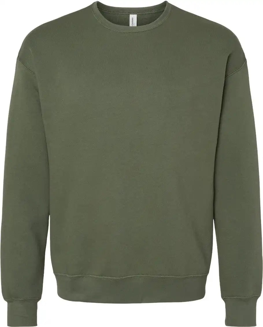 Bella + Canvas 3945 Sponge Fleece Drop Shoulder Crewneck Sweatshirt - Military Green - Xs