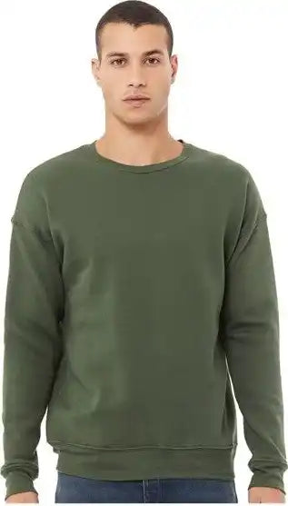 Bella + Canvas 3945 Sponge Fleece Drop Shoulder Crewneck Sweatshirt - Military Green