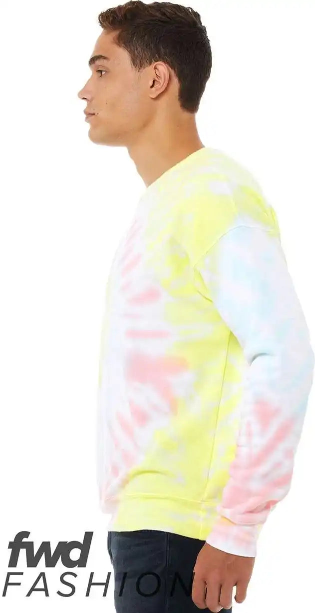 Bella + Canvas 3945rd Fwd Fashion Tie-dyed Crewneck Sweatshirt - Rainbow Pastel
