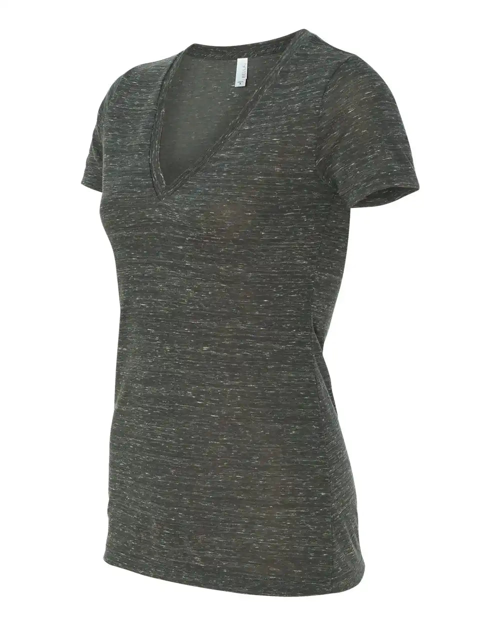 Bella + Canvas 6035 Women’s Jersey Deep V-neck Tee - Charcoal Marble - s