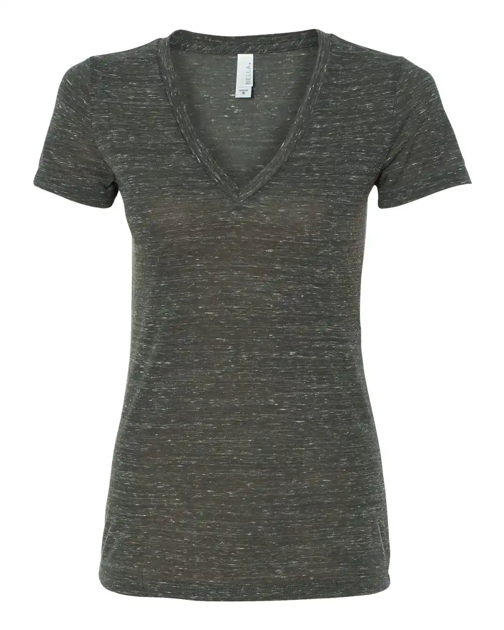 Bella + Canvas 6035 Women’s Jersey Deep V-neck Tee - Charcoal Marble