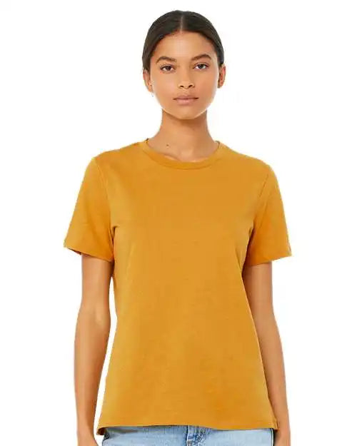 Bella + Canvas 6400cvc Women’s Relaxed Fit Heather Cvc Tee - Mustard