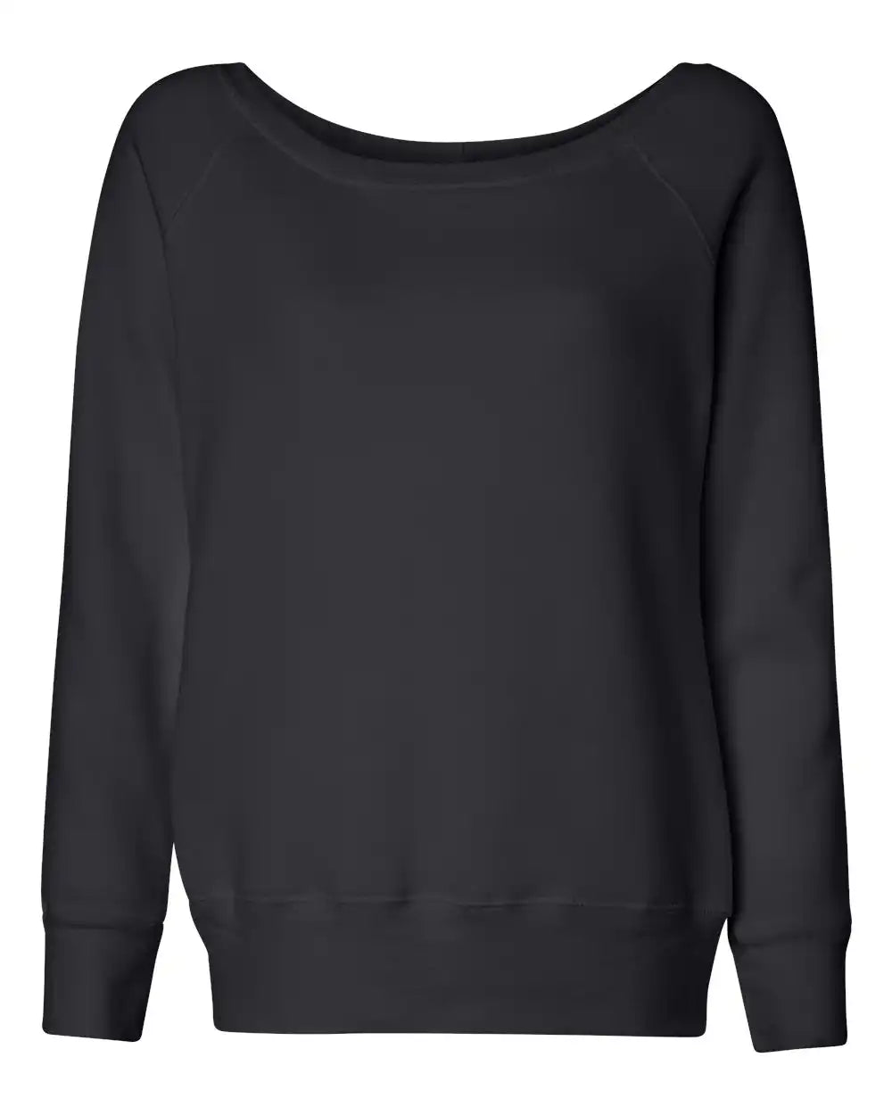 Bella + Canvas 7501 Women’s Sponge Fleece Wide Neck Sweatshirt - Solid Black Triblend