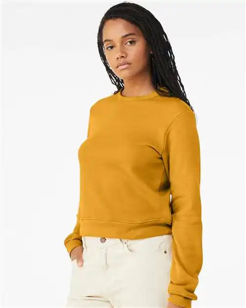 Bella + Canvas 7511 Women’s Sponge Fleece Classic Crewneck Sweatshirt - Heather Mustard