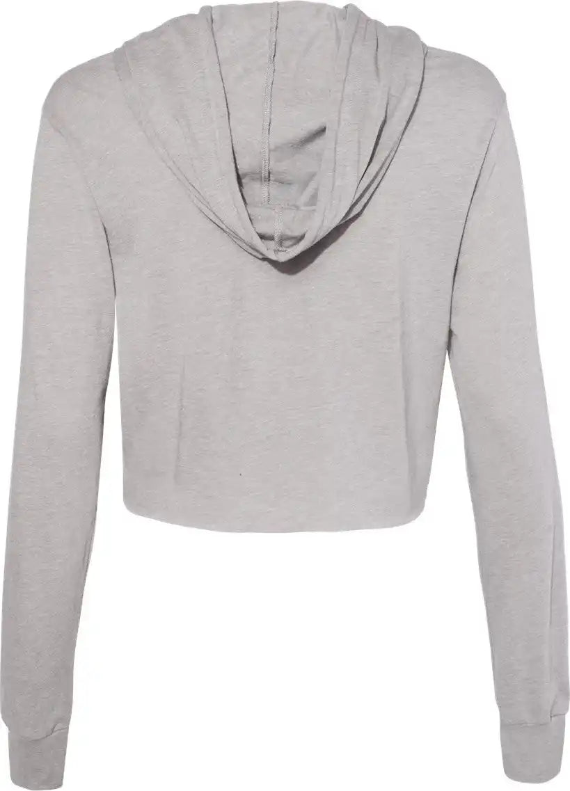 Bella + Canvas 8512 Women’s Triblend Crop Long Sleeve Hoodie - Athletic Grey
