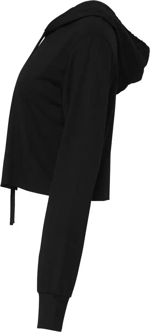 Bella + Canvas 8512 Women’s Triblend Crop Long Sleeve Hoodie - Solid Black