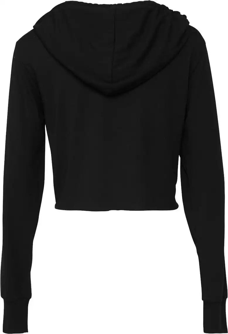 Bella + Canvas 8512 Women’s Triblend Crop Long Sleeve Hoodie - Solid Black