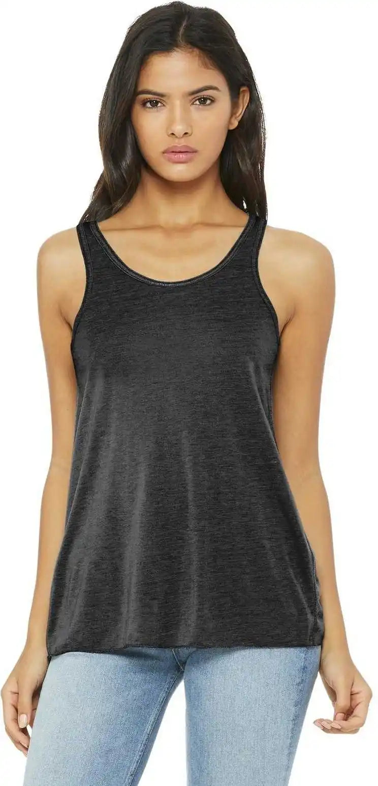 Bella + Canvas 8800 Women’s Flowy Racerback Tank - Charcoal Black Slub