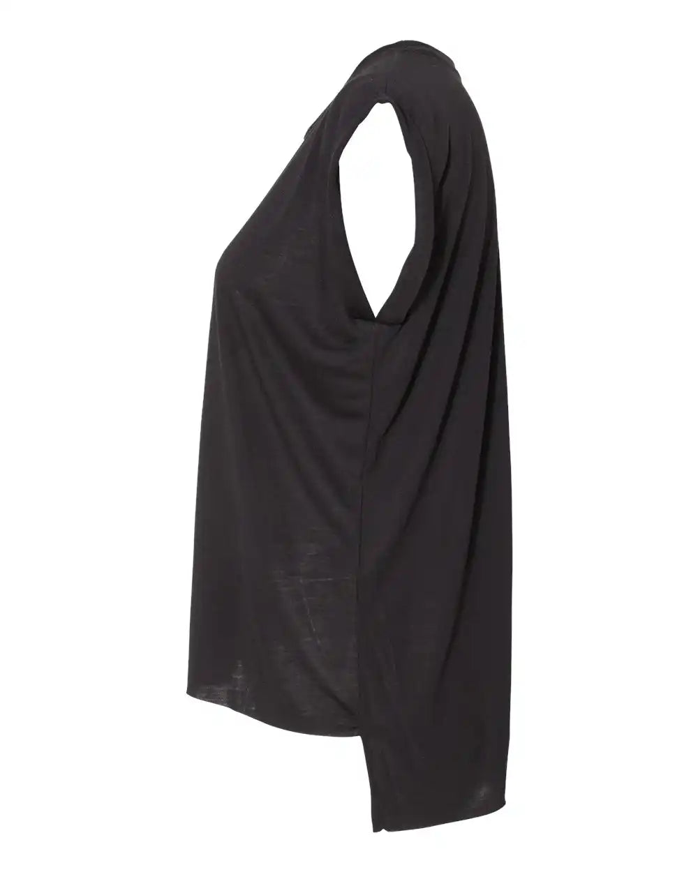 Bella + Canvas 8804 Women’s Flowy Rolled Cuffs Muscle Tee - Black