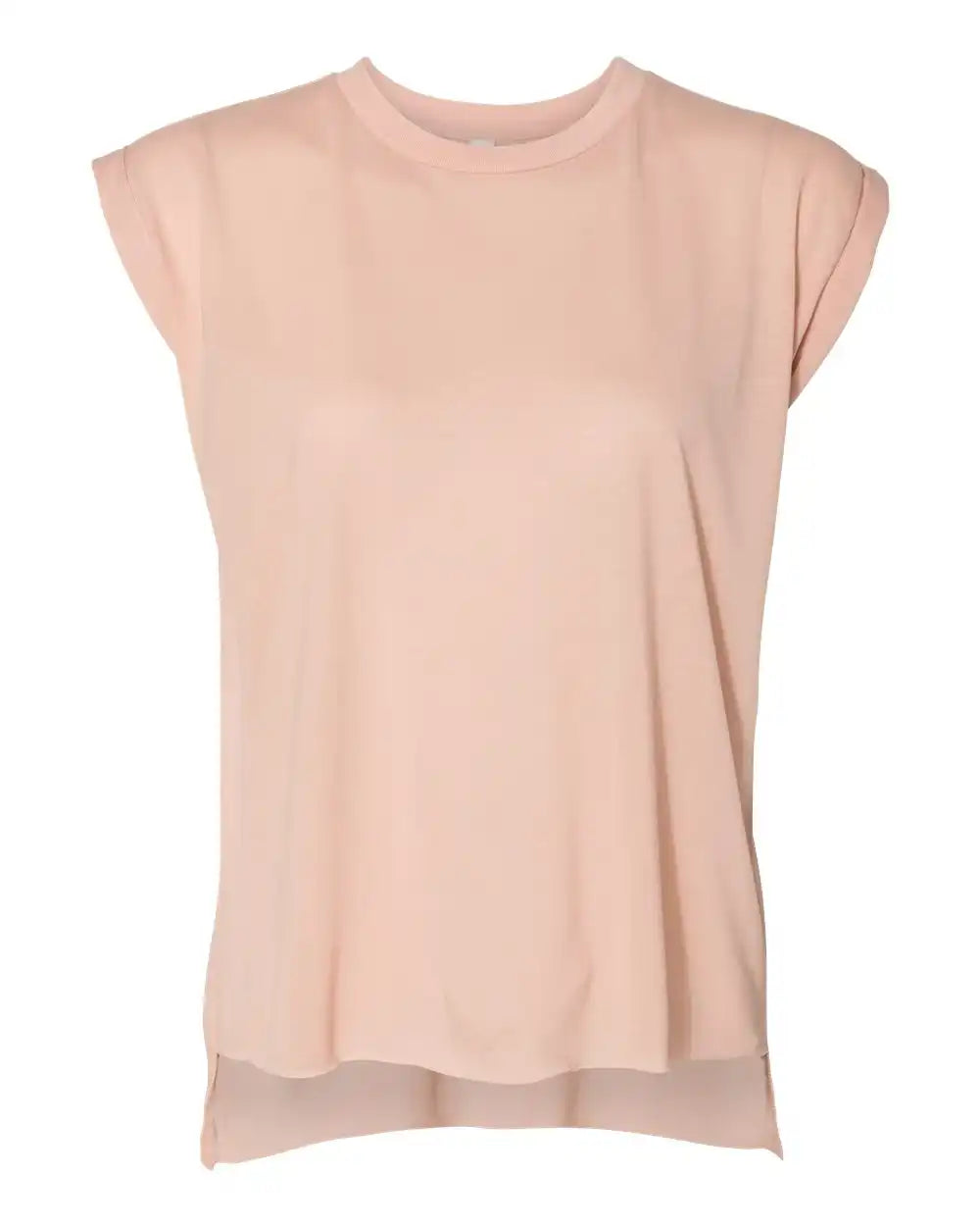 Bella + Canvas 8804 Women’s Flowy Rolled Cuffs Muscle Tee - Peach - l