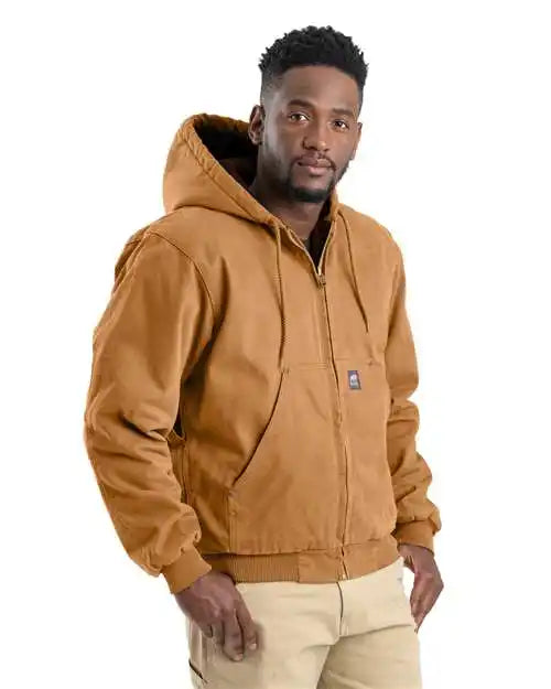 Berne Apparel Hj375 Heartland Washed Cotton Duck Hooded Jacket - Brown - s