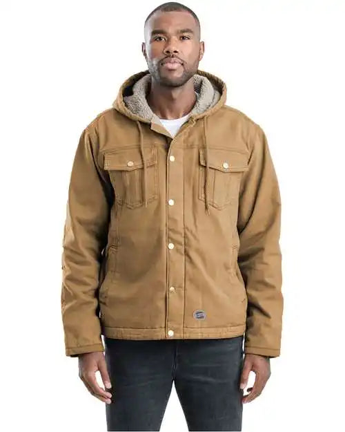 Berne Apparel Hj57 Vintage Washed Sherpa-lined Hooded Jacket - Brown Duck - s