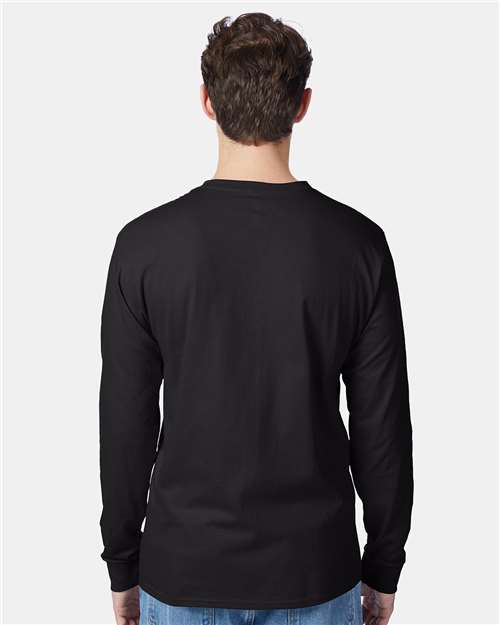 Black Authentic Long Sleeve Pocket T-Shirt - 5596
