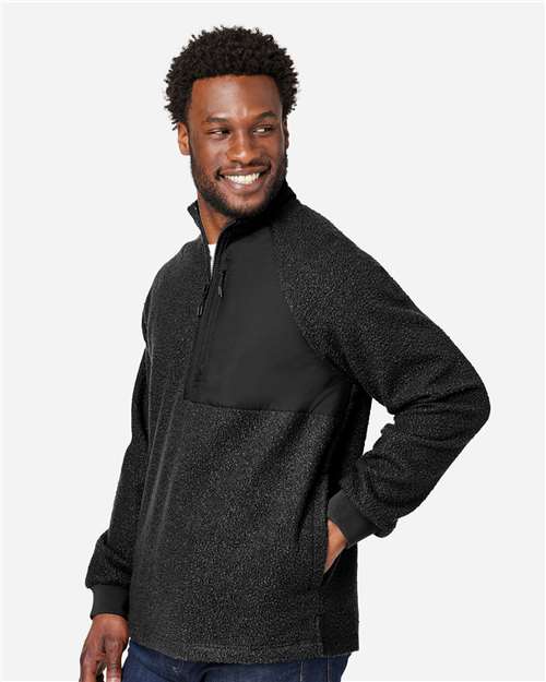 Black/ Black Men's Aura Sweater Fleece Quarter-Zip Pullover - NE713