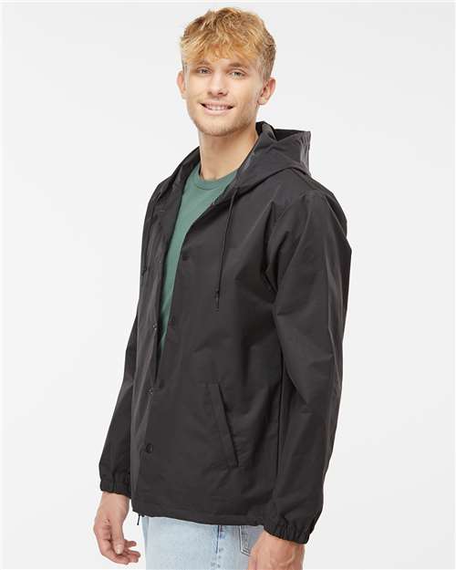 Black/ Black Water-Resistant Hooded Windbreaker - EXP95NB