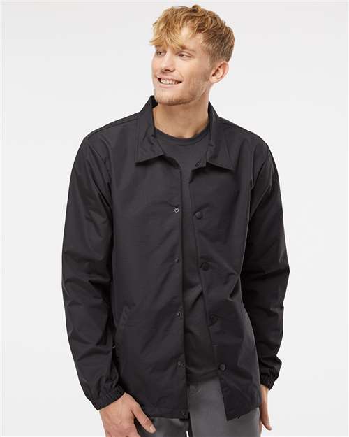 Black/ Black Water-Resistant Windbreaker Coach’s Jacket - EXP99CNB