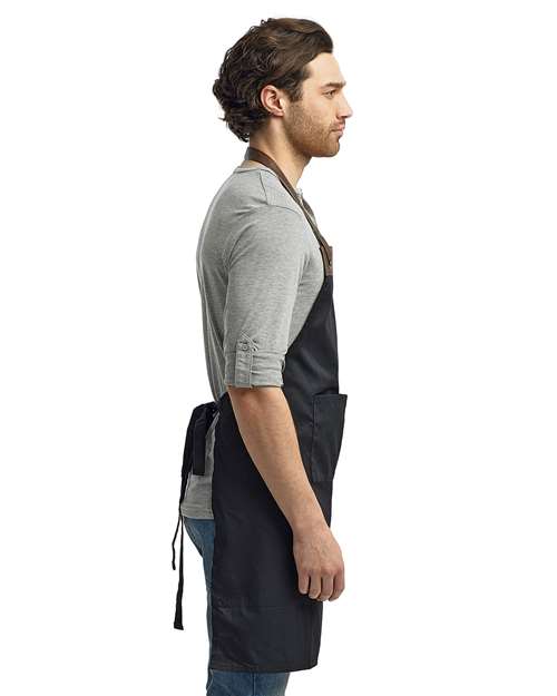 Black/ Brown Espresso Bib Apron with Pocket - RP123