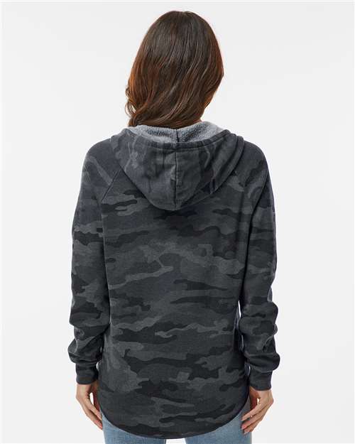 Black Camo Heather Women’s Lightweight California Wave Wash Hooded Sweatshirt - PRM2500