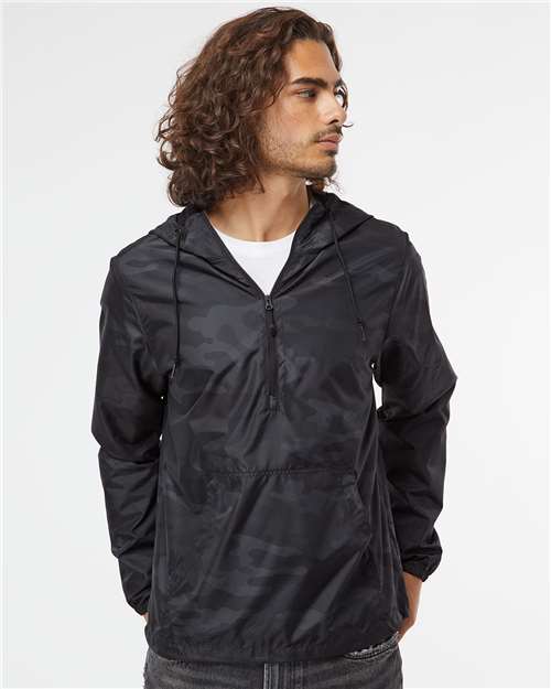Black Camo Lightweight Quarter-Zip Windbreaker Pullover Jacket - EXP54LWP