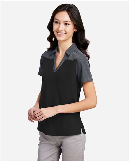 Black/ Carbon Heather Women's Fusion ChromaSoft™ Colorblock Polo - CE112CW