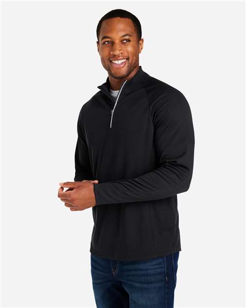 Black/ Carbon Men's Origin Performance Pique Quarter-Zip Pullover - CE418
