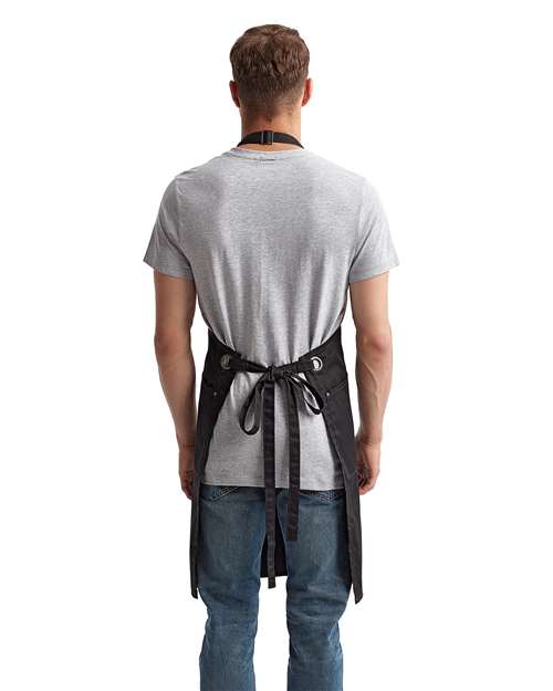Black/ Charcoal Barley Recycled Bib Apron with Pocket - RP121
