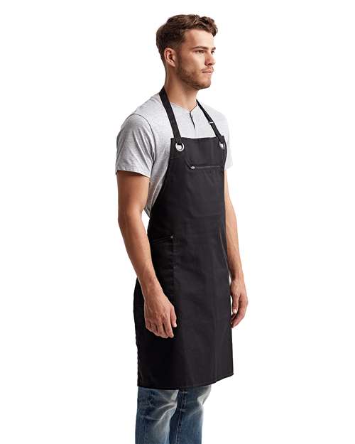 Black/ Charcoal Barley Recycled Bib Apron with Pocket - RP121