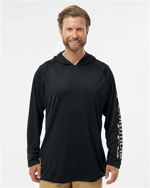 Black/ Cool Grey PFG Terminal Tackle™ Hooded Long Sleeve T-Shirt - 212482