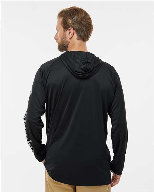 Black/ Cool Grey PFG Terminal Tackle™ Hooded Long Sleeve T-Shirt - 212482