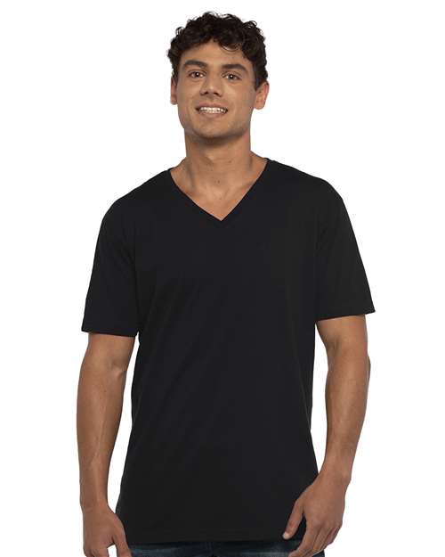 Black Cotton V-Neck T-Shirt - 3200