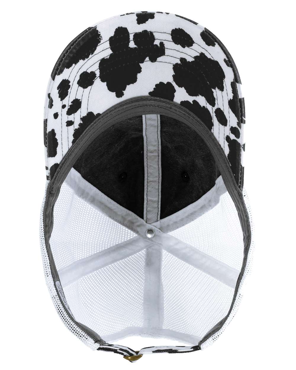 Black/ Cow/ White Women's Printed Bill with Mesh Back Cap - JANET