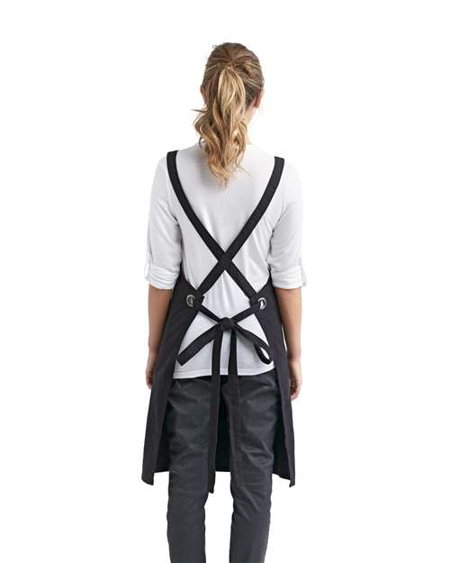Black Cross Back Barista Apron with Pocket - RP129
