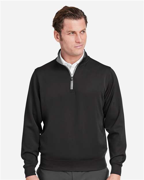Black/ Dark Shadow Grey Heather Caves Quarter-Zip Tech Pullover - C11512