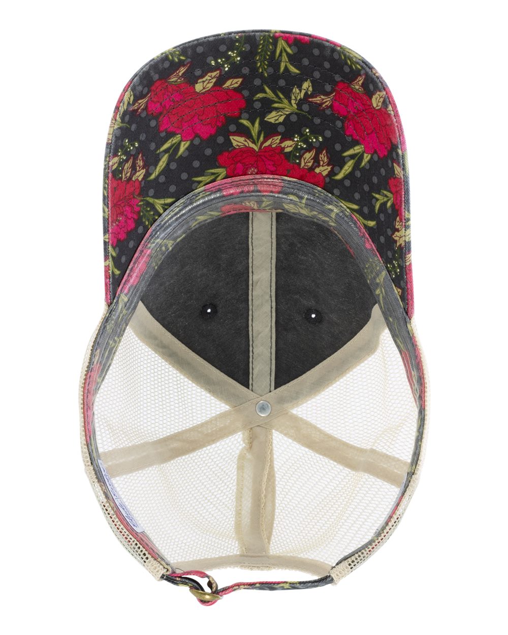 Black/ Floral/ Khaki Women's Printed Bill with Mesh Back Cap - JANET