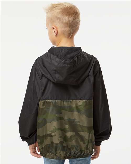 Black/ Forest Camo Youth Lightweight Windbreaker Full-Zip Jacket - EXP24YWZ