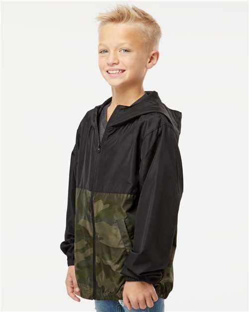 Black/ Forest Camo Youth Lightweight Windbreaker Full-Zip Jacket - EXP24YWZ