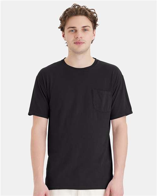 Black Garment-Dyed Pocket T-Shirt - GDH150