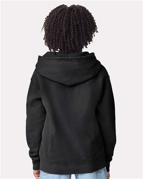 Black Garment-Dyed Youth Lightweight Fleece Hooded Sweatshirt - 1467Y