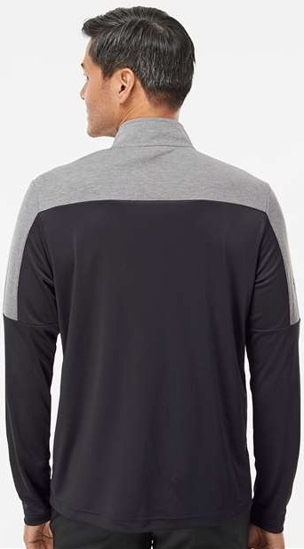 Black/ Grey Three Melange Lightweight Quarter-Zip Pullover - A552
